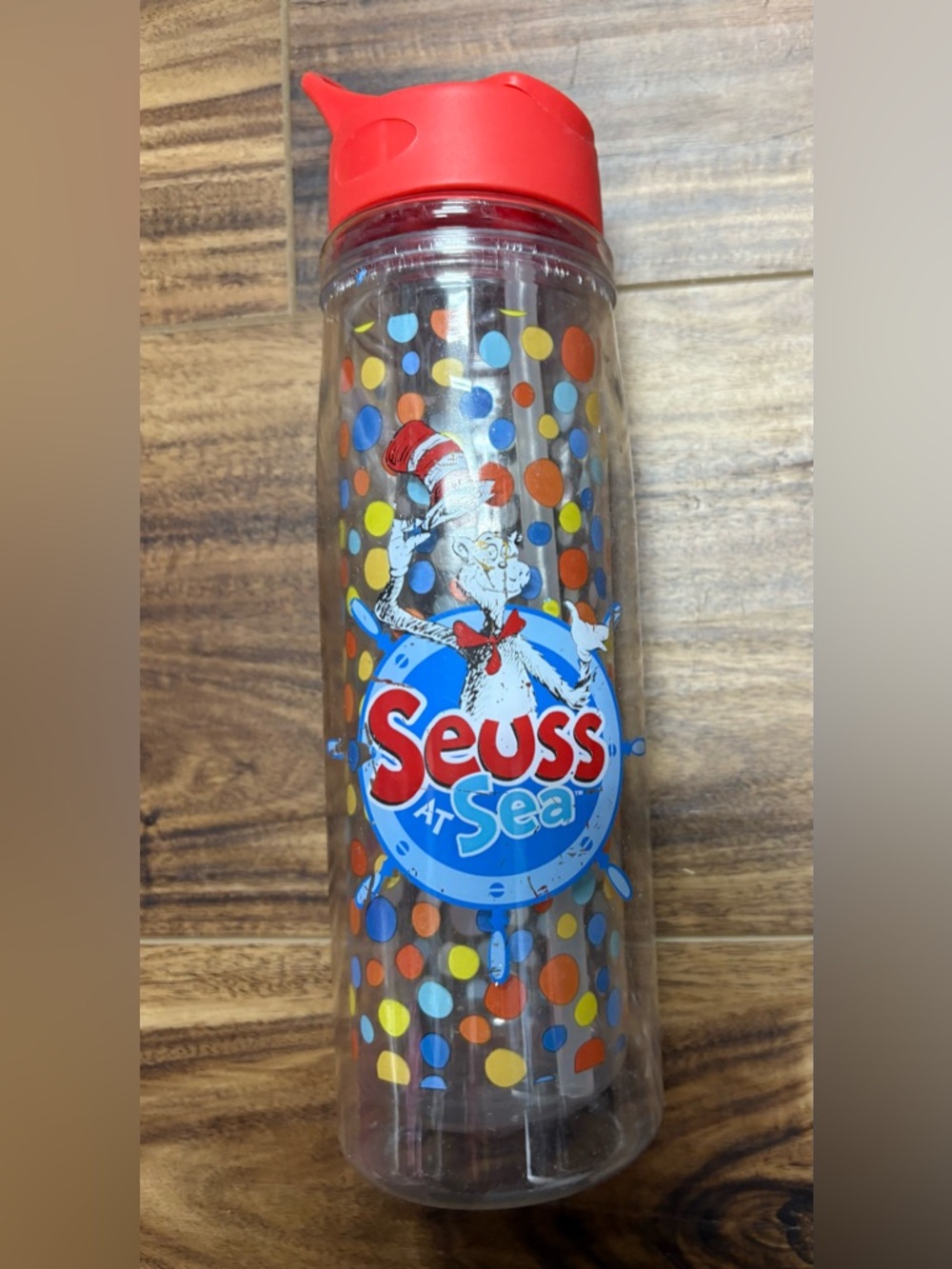 Dr. Seuss "Seuss at Sea" themed kids' water bottle, for Carnival Cruise Line